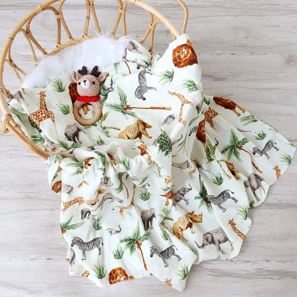 Baby Blanket with Forest Animals Pattern