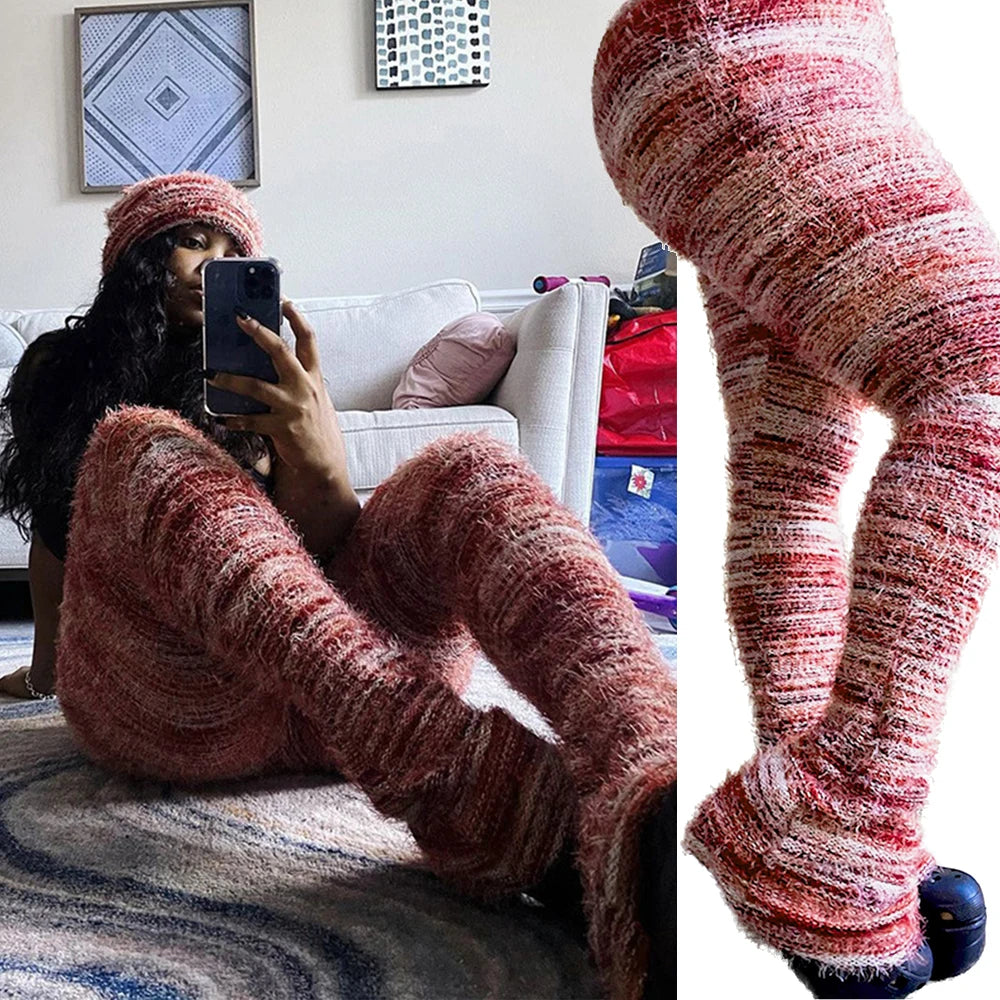 Fuzzy Flare Pants Woman