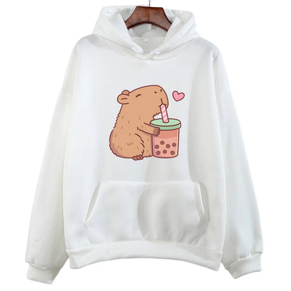 Kawaii Bubble Tea Capybara Hoodie