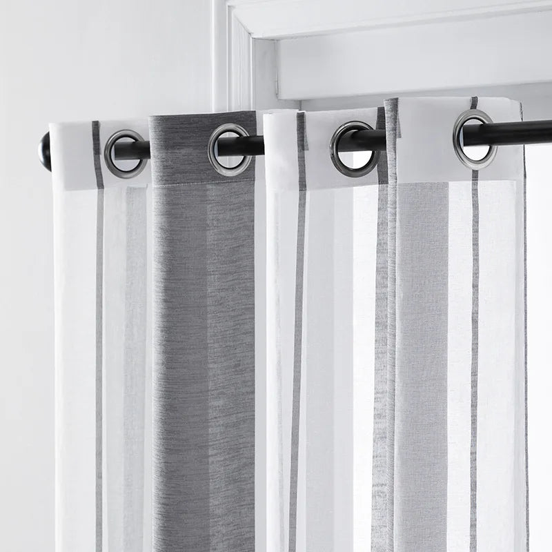 Stripped Window Sheer Curtain Bedroom Curtains