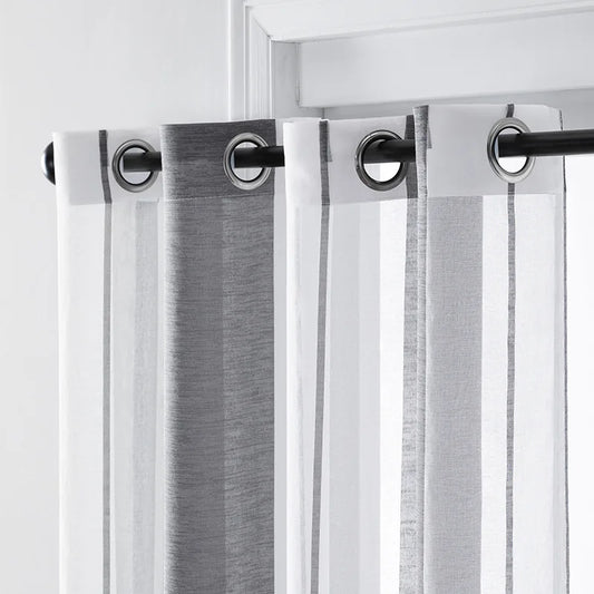Stripped Window Sheer Curtain Bedroom Curtains