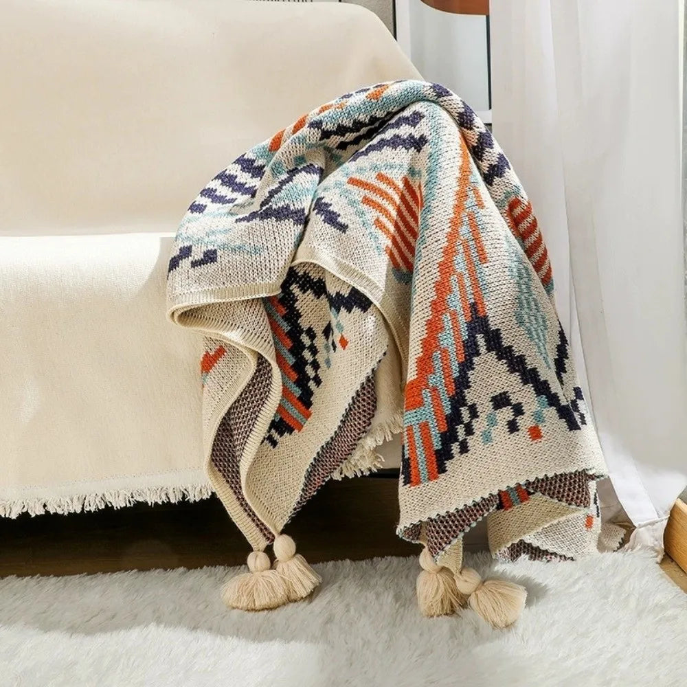 Knit Boho Throw Blankets