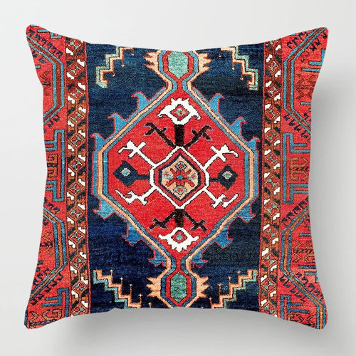 Ethnic Persian Carpet Print Linen Throw Pillow Cover