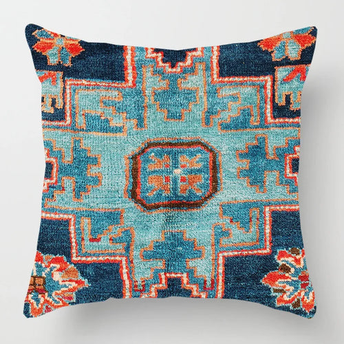 Ethnic Persian Carpet Print Linen Throw Pillow Cover