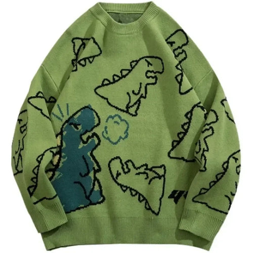 Harajuku Style Knitted Dinosaur Sweater