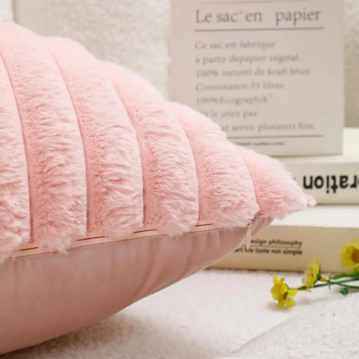 2pcs Artificial Plush Throw Pillow Covers