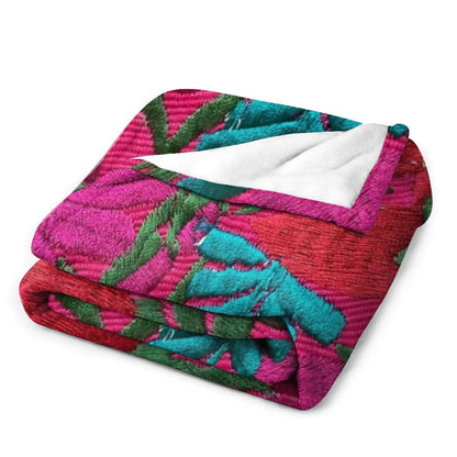 Mexican Embroidered Throw Blanket