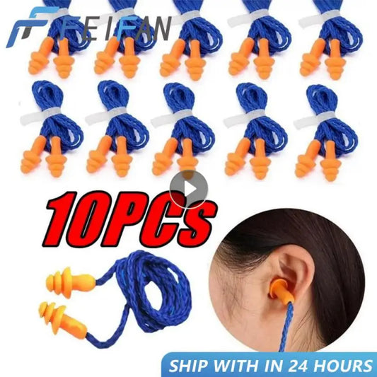 1/5/10Pcs Soft Silicone Corded Earplugs