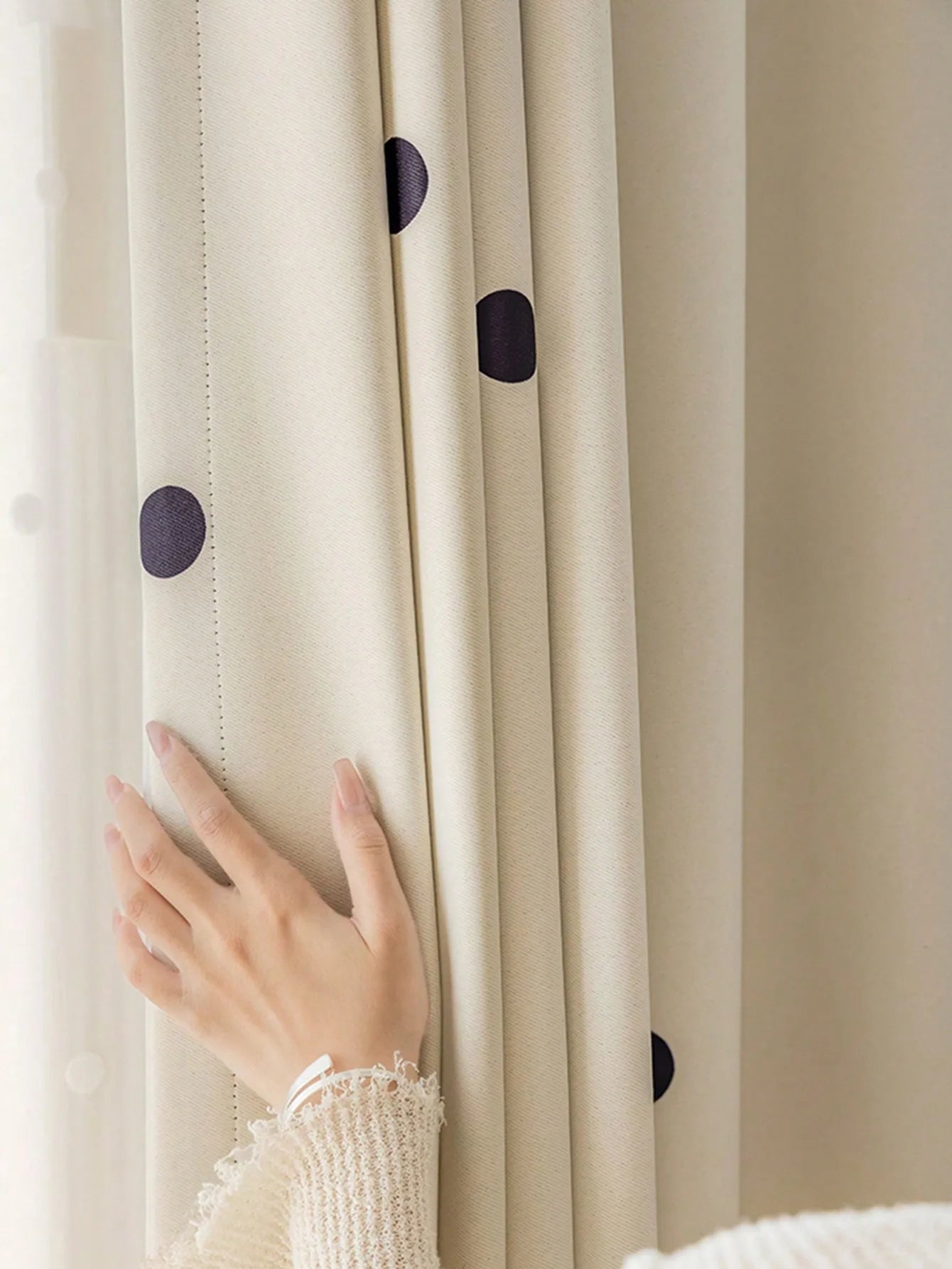 Black polka dot print Blackout Curtain