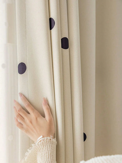 Black polka dot print Blackout Curtain