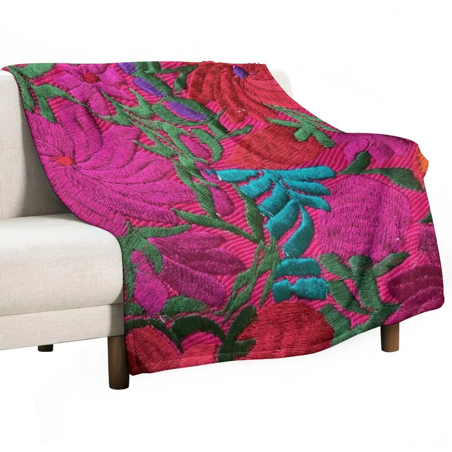 Mexican Embroidered Throw Blanket