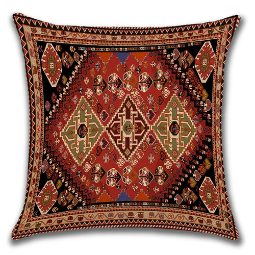 Ethnic Persian Carpet Print Linen Throw Pillow Cover