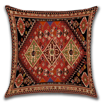 Ethnic Persian Carpet Print Linen Throw Pillow Cover