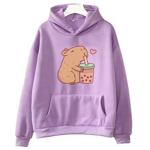 Kawaii Bubble Tea Capybara Hoodie