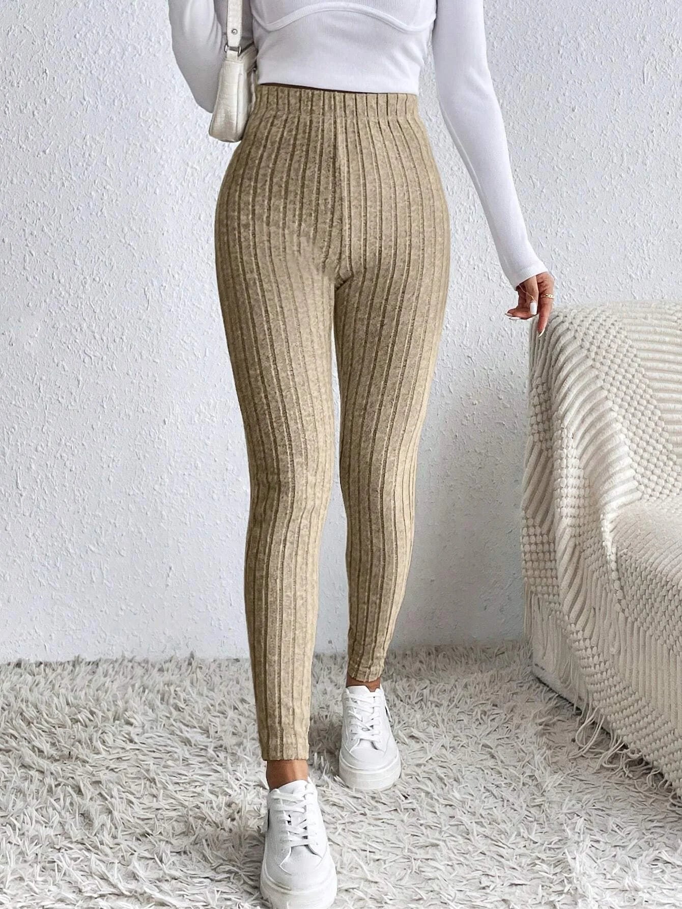 Women's High-Waist Ribbed Pants
