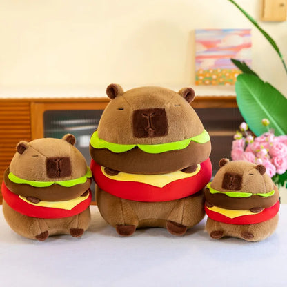 Hamburger Capybara Plush Shaped Pillow