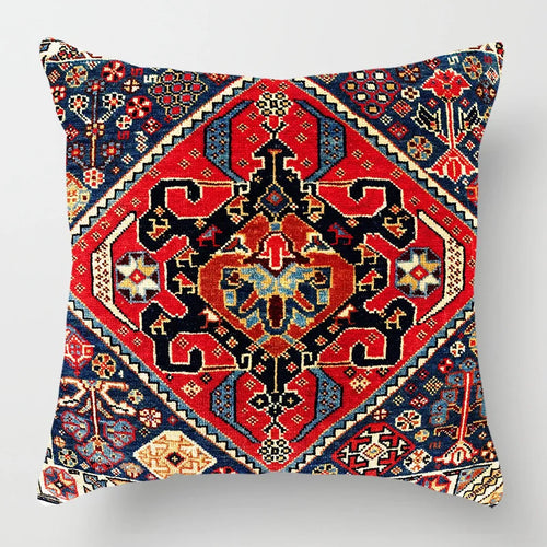 Ethnic Persian Carpet Print Linen Throw Pillow Cover