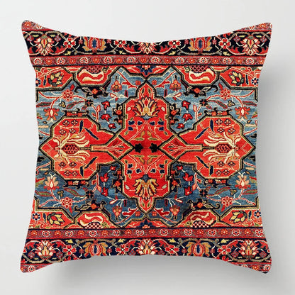 Ethnic Persian Carpet Print Linen Throw Pillow Cover