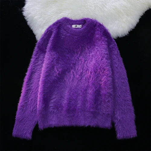 Oversized Solid Color Knitted Sweaters