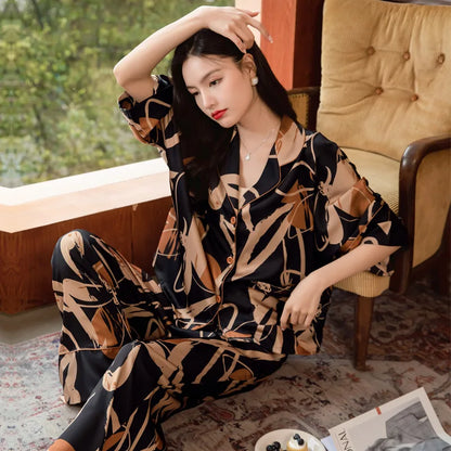 Premium Women's Ice Silk Pajama Set