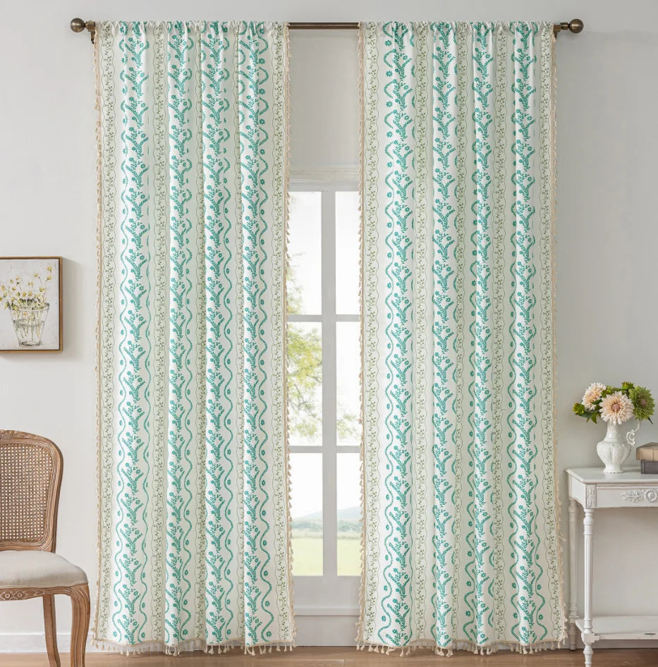 Bohemian style living room curtains