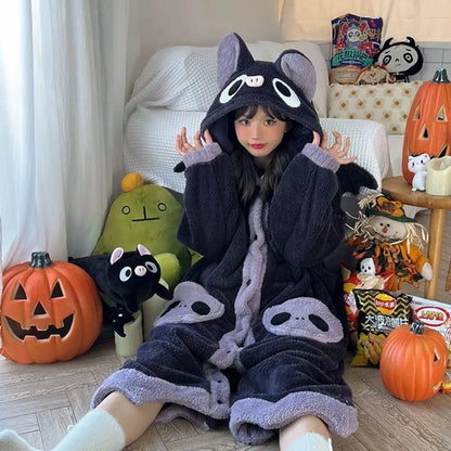 Cartoon Bat Plush Flannel Nightgown