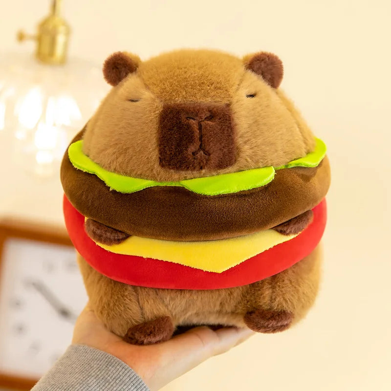 Hamburger Capybara Plush Shaped Pillow