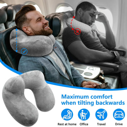 Inflatable Travel Pillow with Soft Velvet Cover
