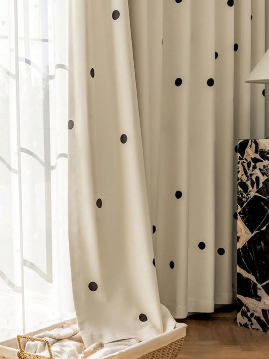 Black polka dot print Blackout Curtain