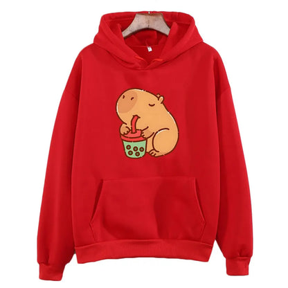 Capybara Drink Bubble Tea Hoodie