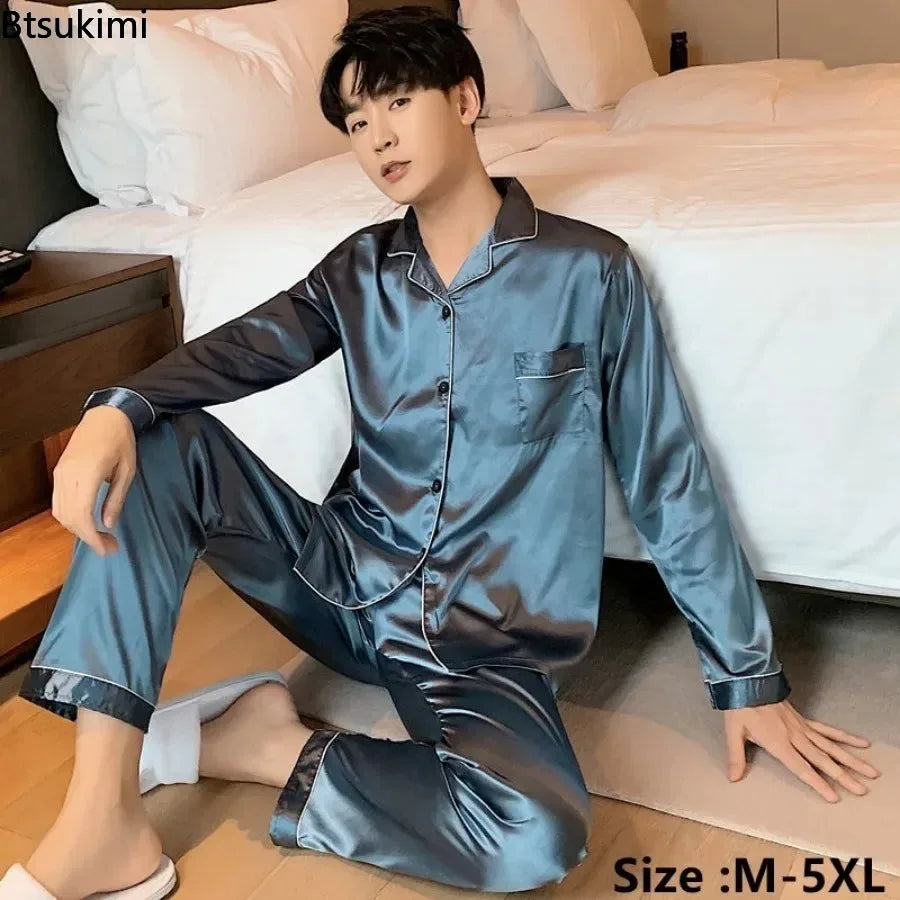 Men's Casual Silk Pajama Sets