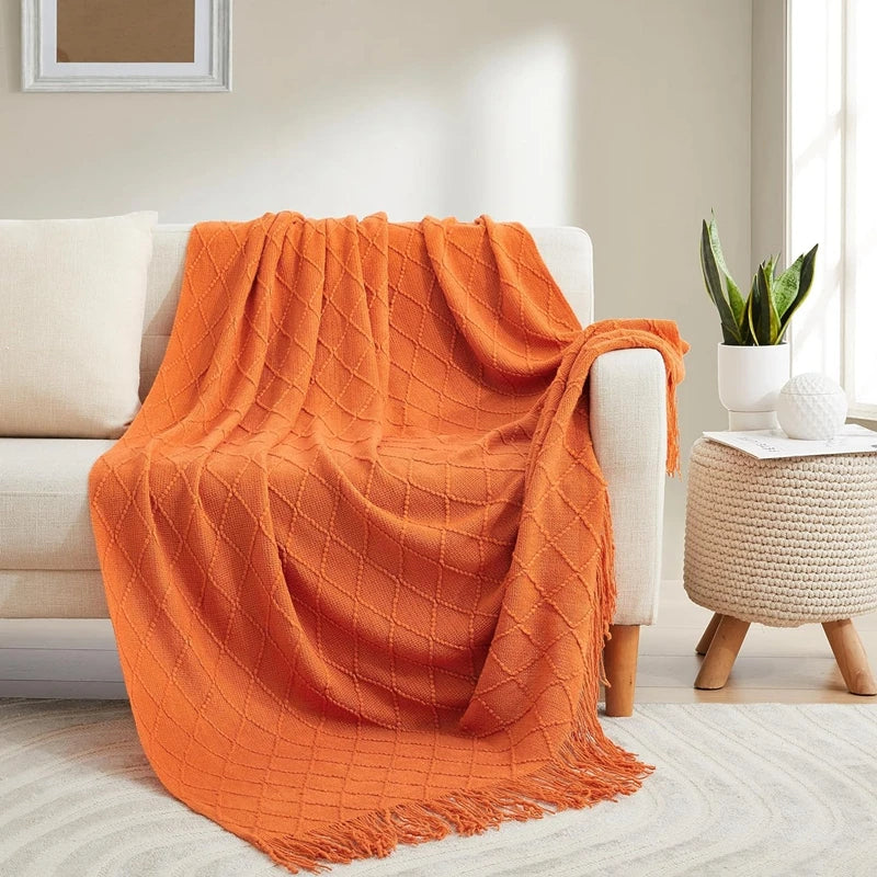 Orange Gift Knitted Throw Blankets