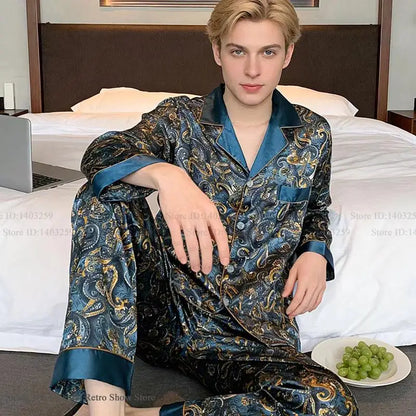 Plus Size Men's Pajamas 2PCS Sleepwear Set