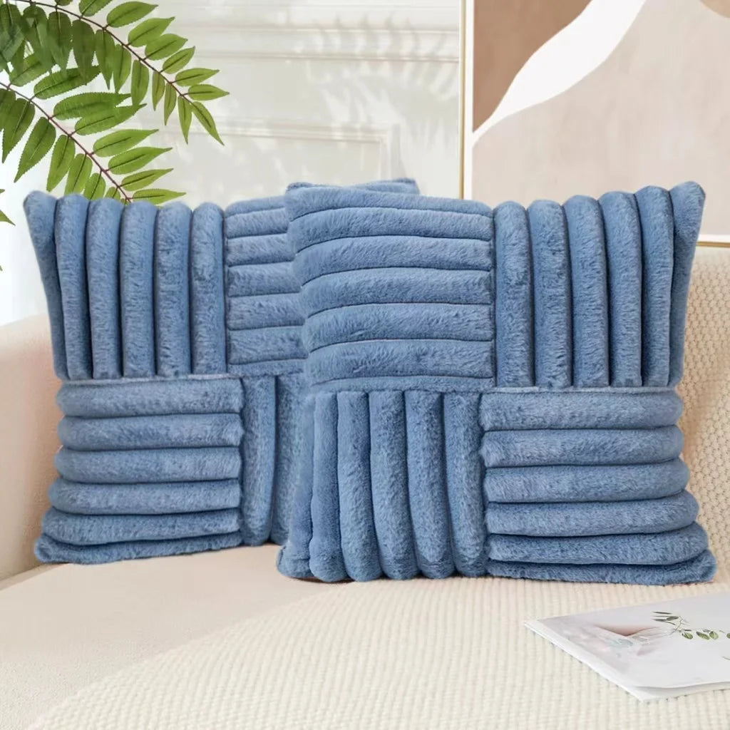 2pcs Artificial Plush Throw Pillow Covers