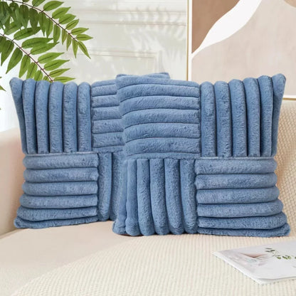 2pcs Artificial Plush Throw Pillow Covers