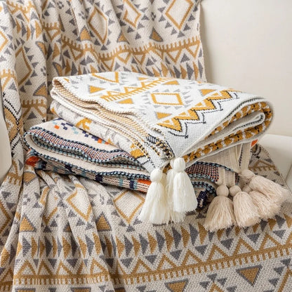 Knit Boho Throw Blankets