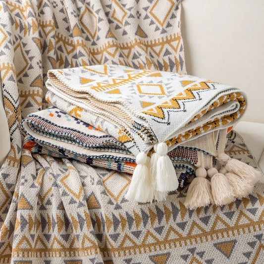 Knit Boho Throw Blankets