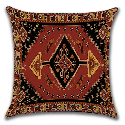 Ethnic Persian Carpet Print Linen Throw Pillow Cover