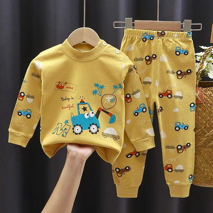 Cartoon Print Pajama Sets Long Sleeve