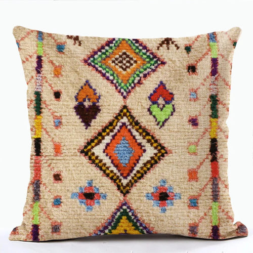 Ethnic Persian Carpet Print Linen Throw Pillow Cover