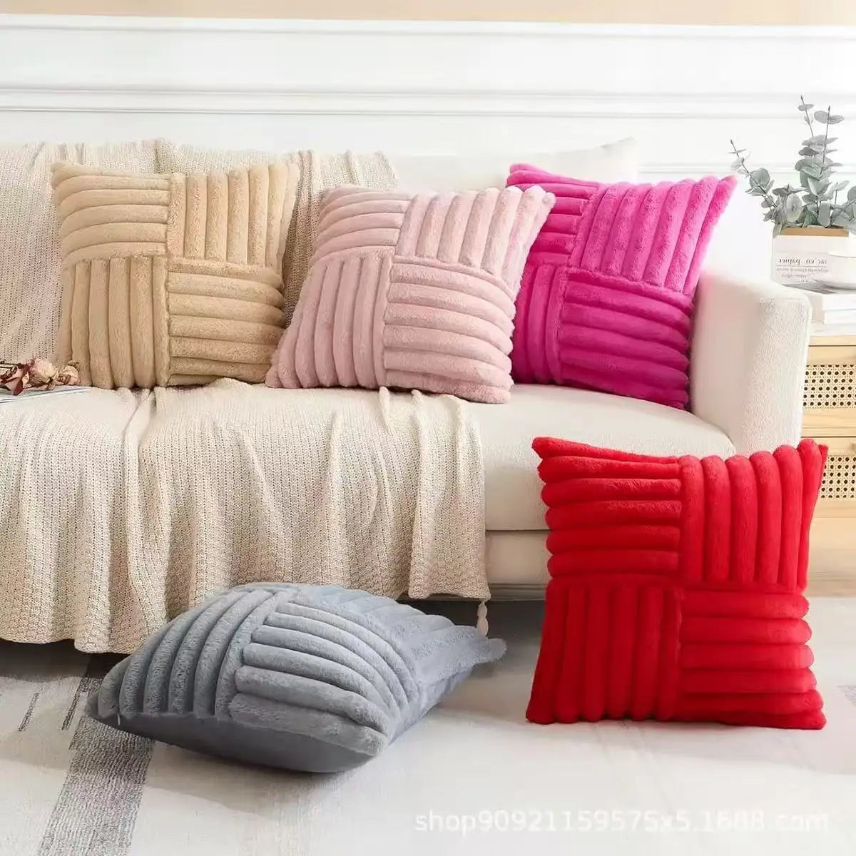 2pcs Artificial Plush Throw Pillow Covers