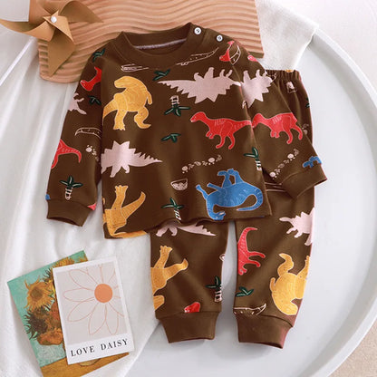 Cartoon Print Pajama Sets Long Sleeve