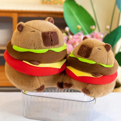 Hamburger Capybara Plush Shaped Pillow