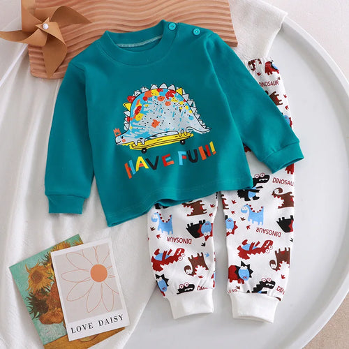 Cartoon Print Pajama Sets Long Sleeve