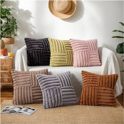 2pcs Artificial Plush Throw Pillow Covers