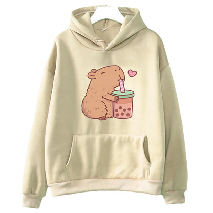 Kawaii Bubble Tea Capybara Hoodie