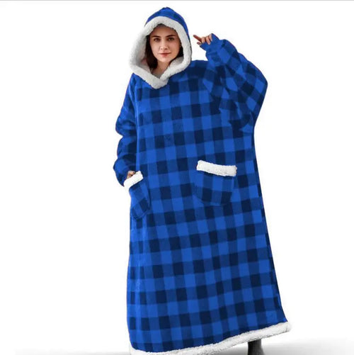 Long Hooded Winter Blanket With Sleeves