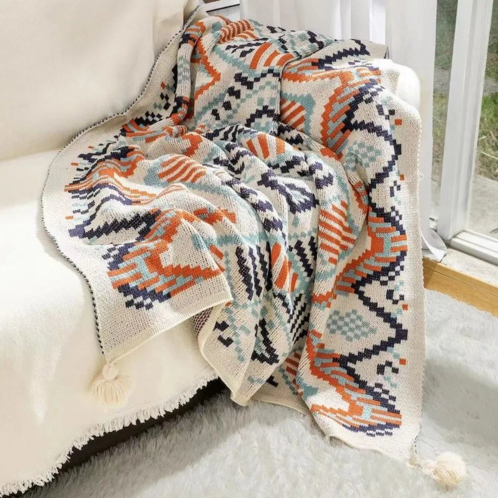 Knit Boho Throw Blankets