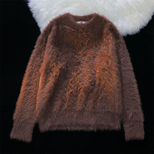 Oversized Solid Color Knitted Sweaters