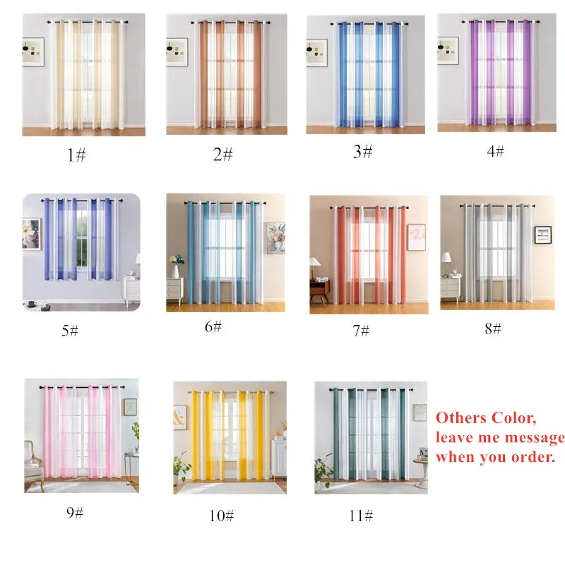 Stripped Window Sheer Curtain Bedroom Curtains
